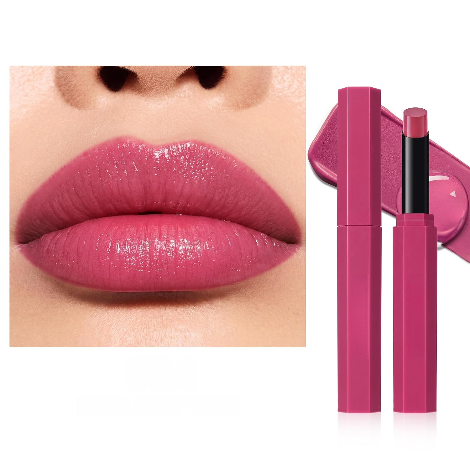 SAUBZEAN Lipstick Makeup, Long Lasting Glossy Lip Satin Stick for Women