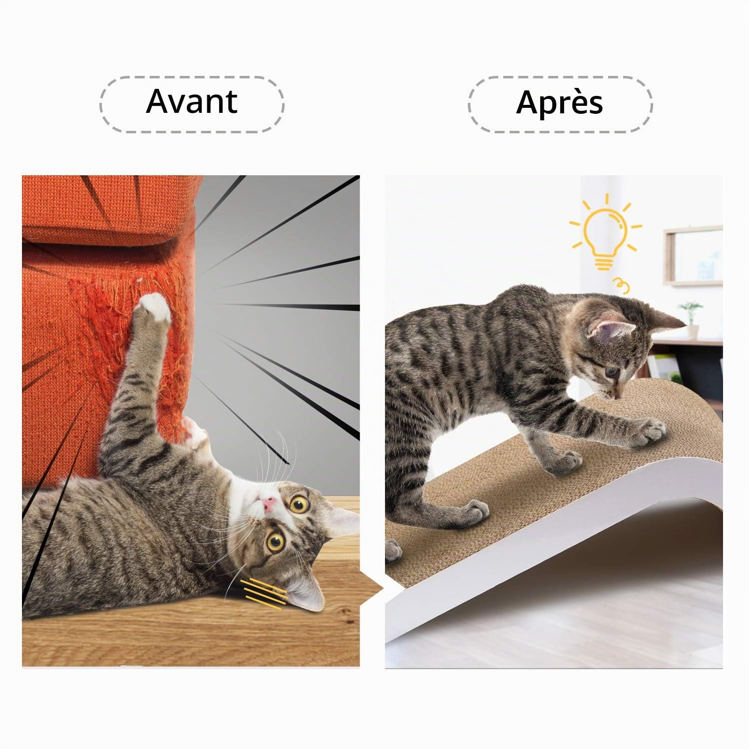 Likea Griffoir Inclinable pour Chat avec Herbe à Chat en Carton de Qualité Supérieure, Plusieurs Angles de Griffage