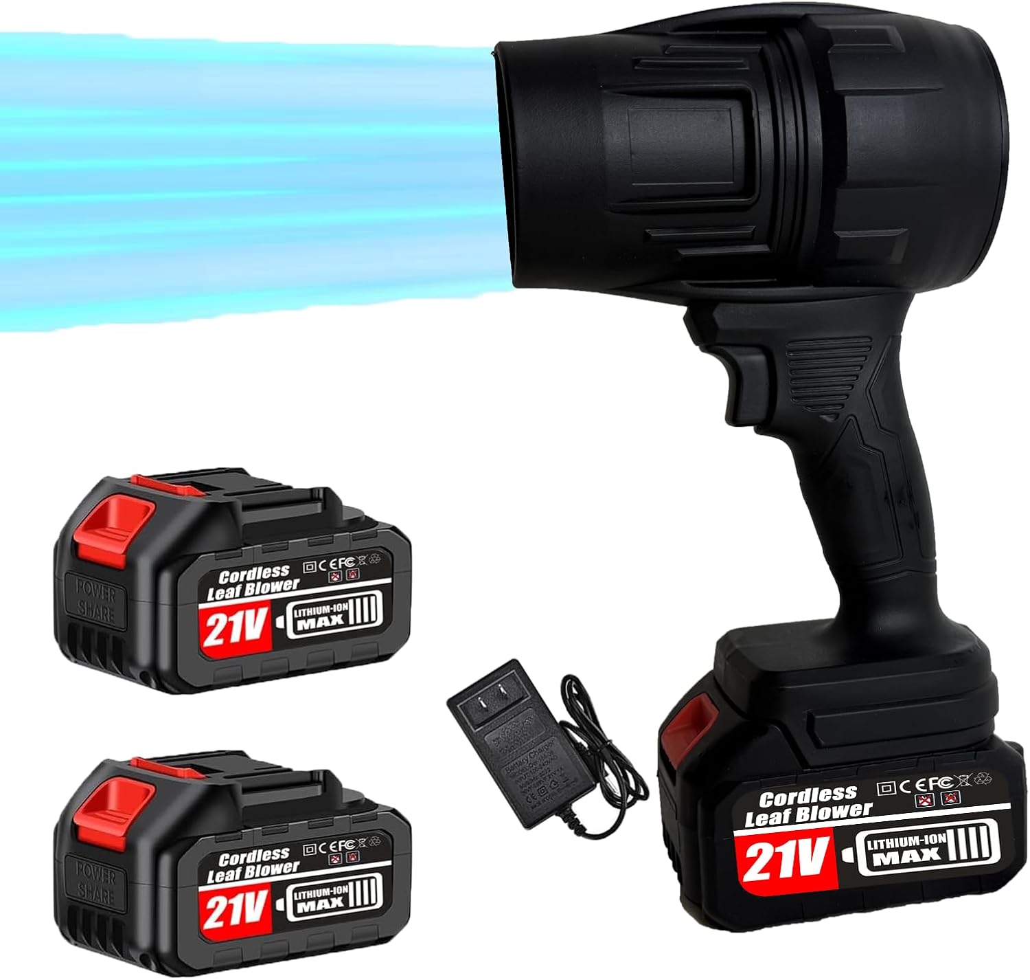 Cordless Leaf Blower, 500000RPM Handheld Electric Leaf Blower with 2 Battery and Charger, Lightweight Small Leaf Blowers for Patio Cleaning,car Blowing Water, Lawn Care, Blowing Leaves and Dust