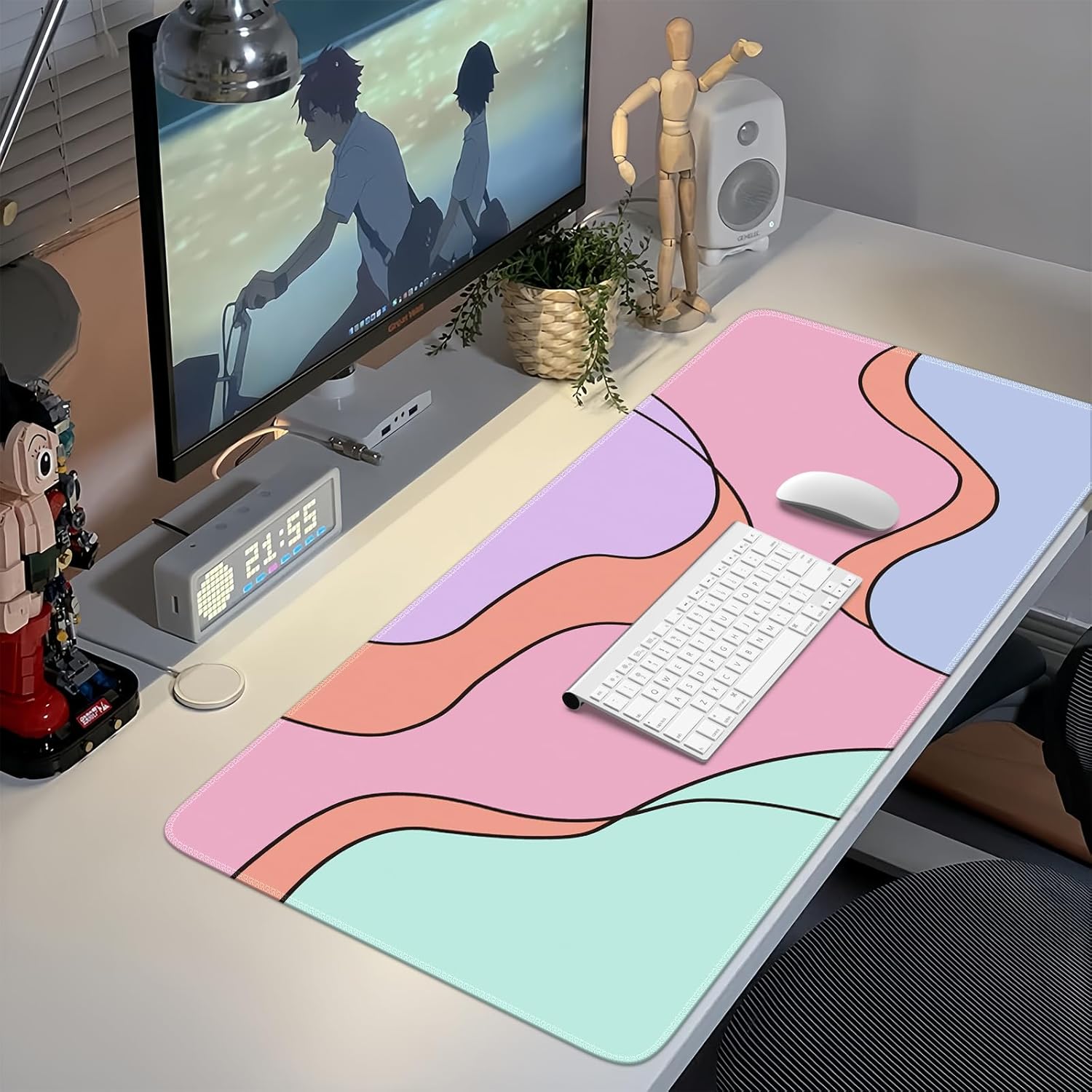 iCasso Desk Mat, XXL Large Mouse Pad with Stitched Edges, Anti-Slip Big Mousepad for Desktop, Keyboard Mat for Computer (Topographic)