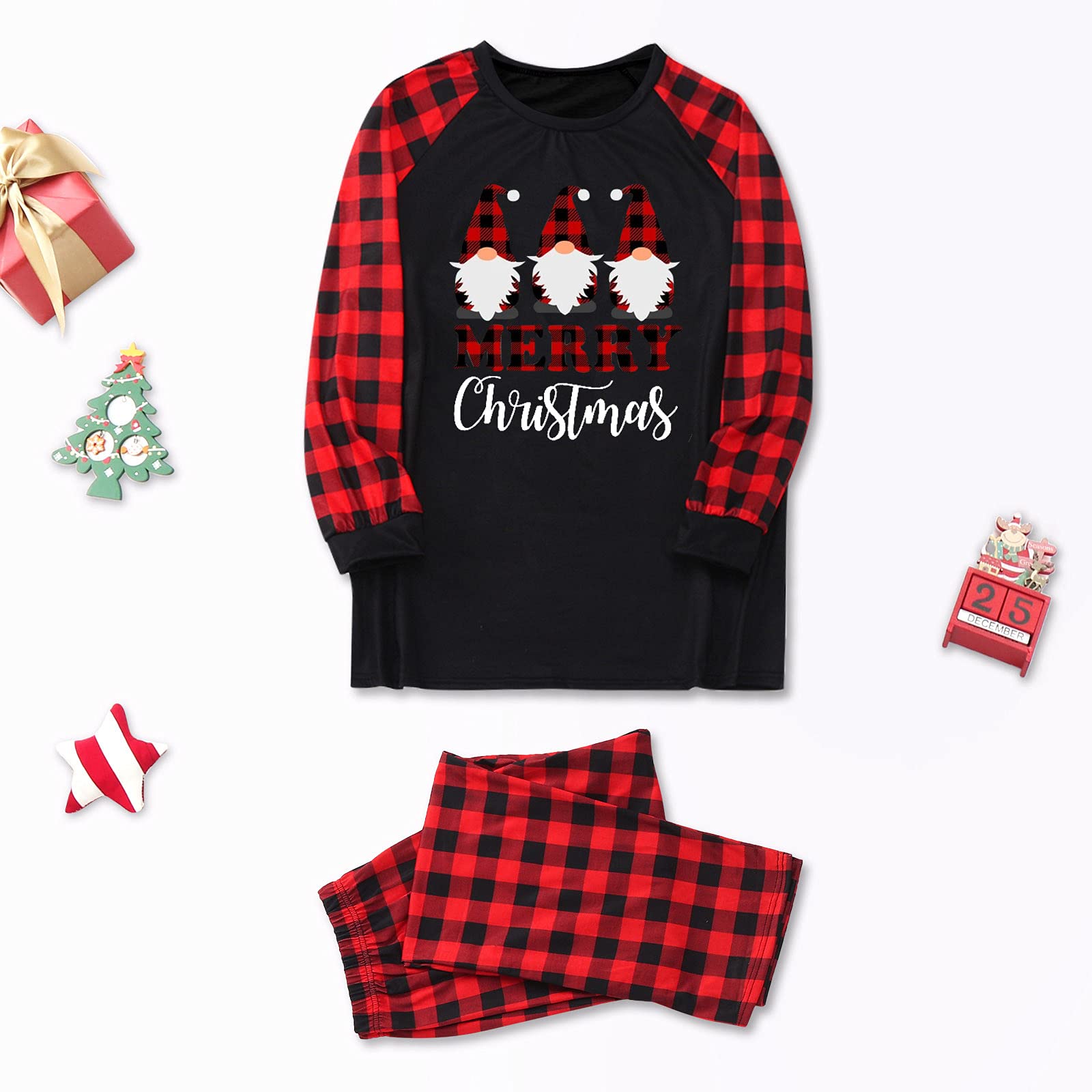 Générique Pigiama di Natale per la Famiglia Abiti da Notte Assortiti Set Festivo Confortevole Cotone Morbido Design Divertente Adulto Bambino