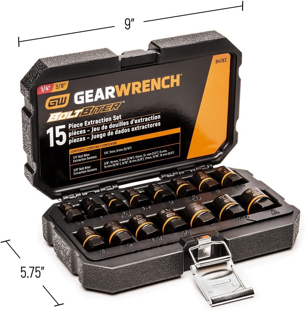 GEARWRENCH 15 Pc. 1/4" & 3/8" Drive Bolt Biter™ Impact Extraction Socket Set - 84783