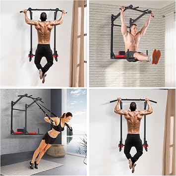 Multifunctional Wall Mounted Pull Up Bars and Dip Station Wall Mount Chin Up Bars and Dip Bars