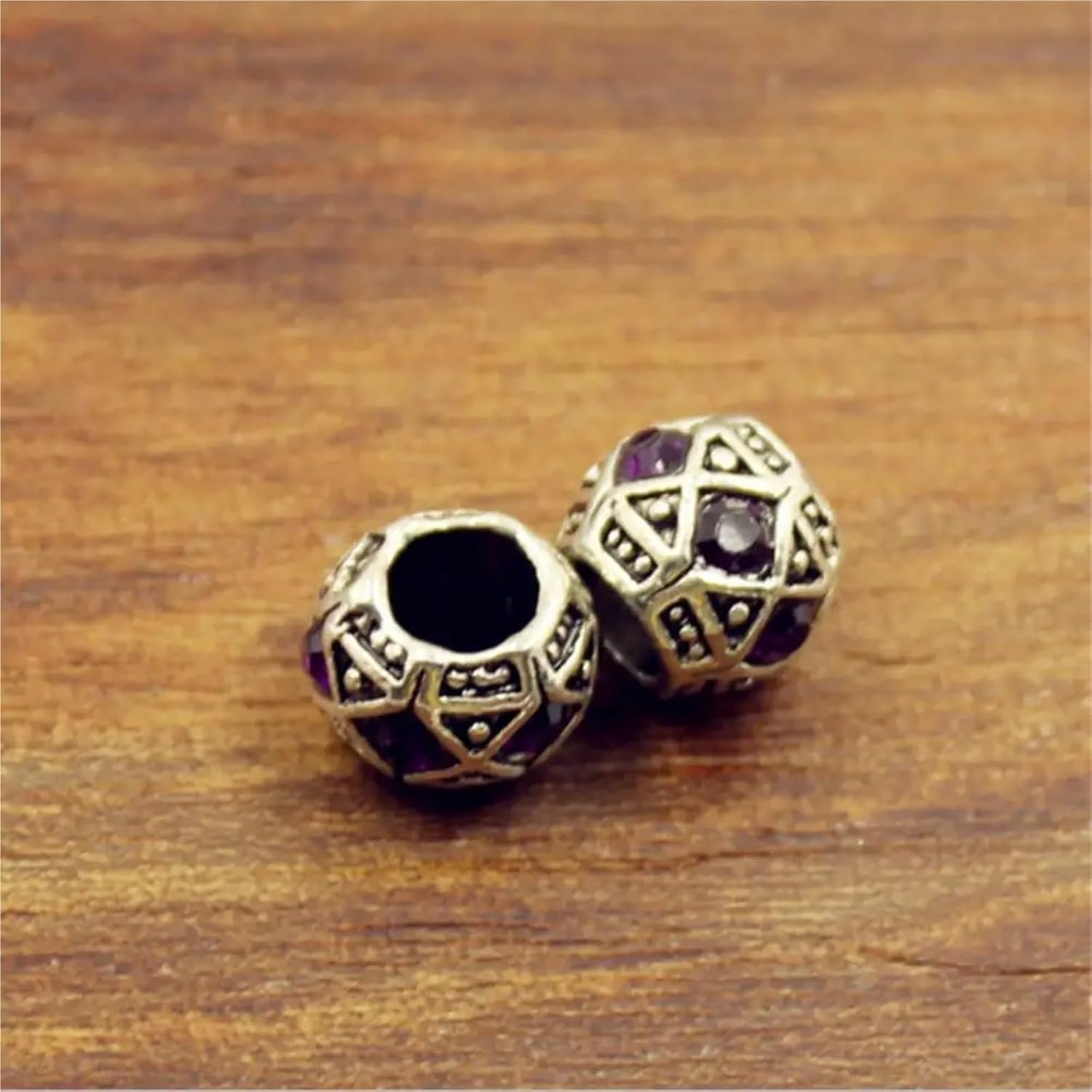 Dnyucen Spacer Beads 100Pcs Antique Silver Color Rhinestones Round European 5mm Hole Big Hole Spacer Beads(Color6)