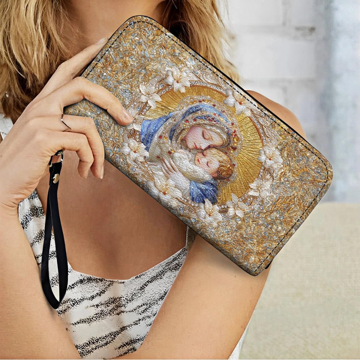 Virgin Mary Leather Handbag For Women Vintage Virgen de Guadalupe Purse Chic Satchel Bag Our Lady of Guadalupe Catholic Gift