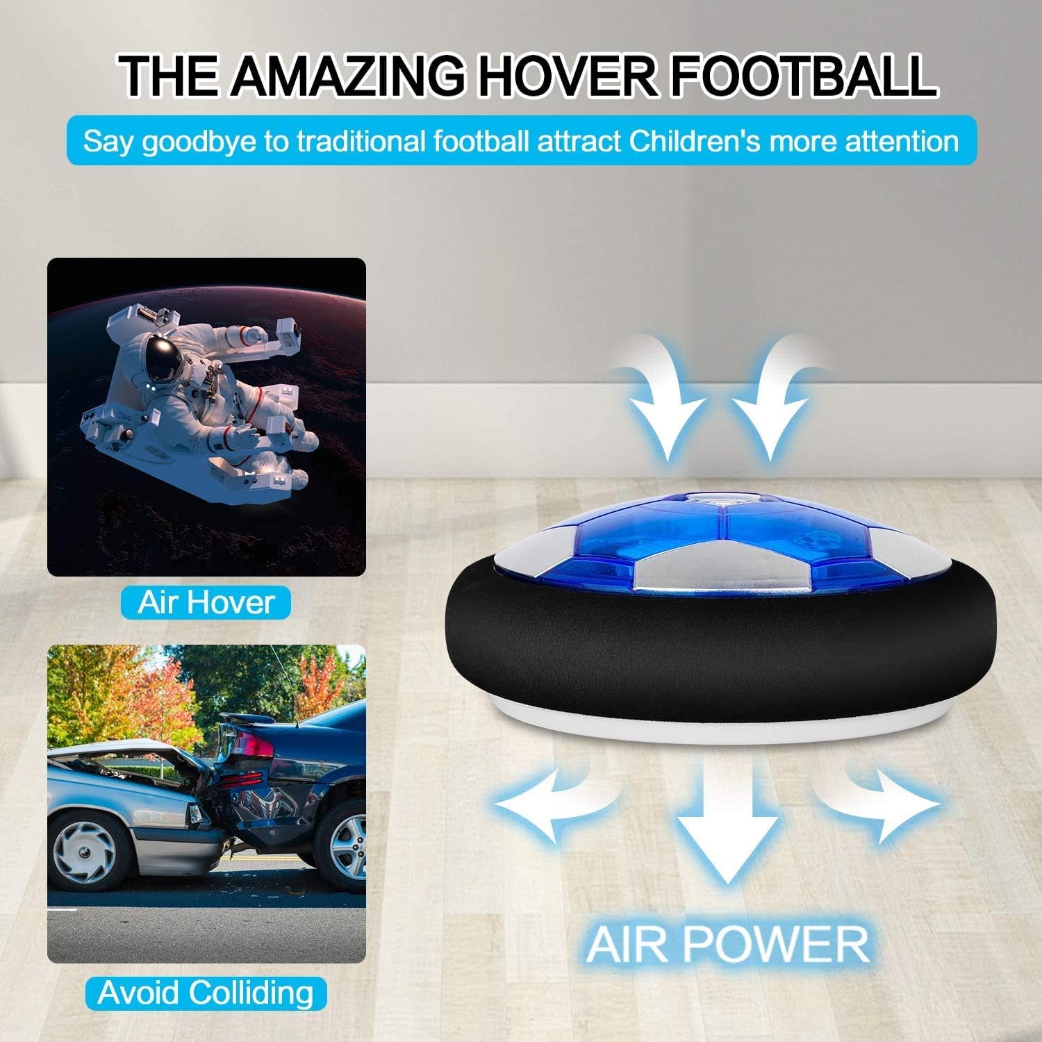 Hover Ball Set with 2 Goals, USB Rechargeable with LED Light and Inflatable Soccer Ball, Air Floating Soccer with Safe Bumper for Indoor Outdoor Sports Ball Game, Football Toy for Boy Girl Best Gift