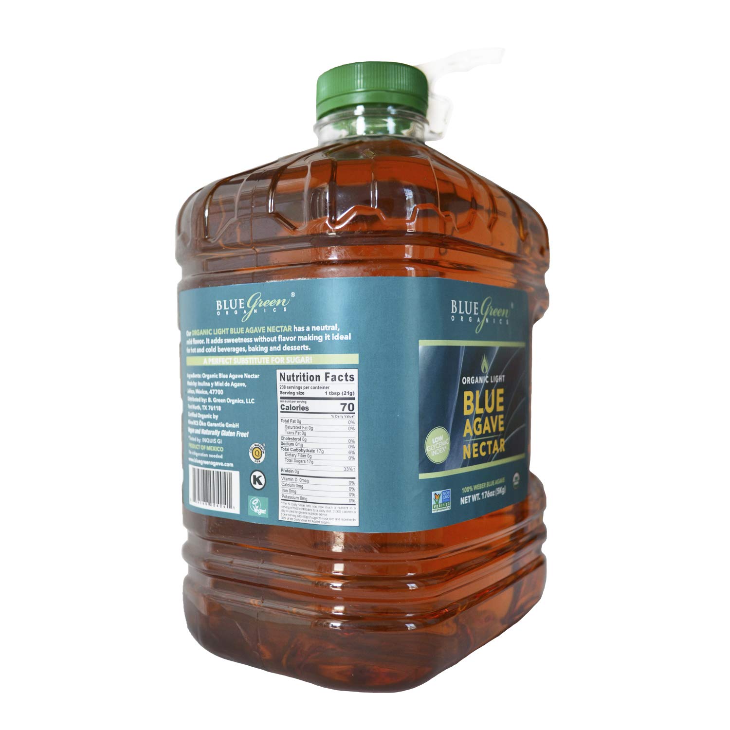 Blue Green Agave Organic Nectar, Light Blue, 176 Ounce