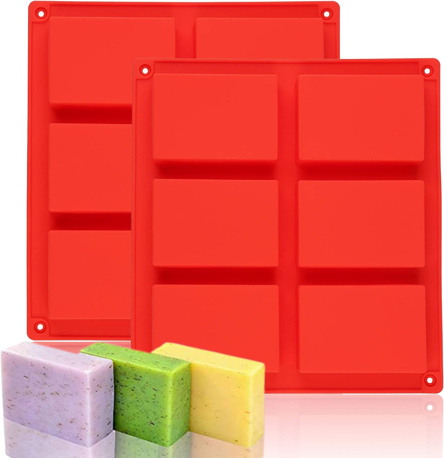 ZEMSY Soap Molds, 6 Cavities Square Silicone Mold for Soap