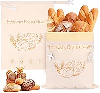 Homelove 2-Pack XL Beeswax Bread Bags for Sourdough - Reusable Organic Linen Cotton Lined Storage Keeps Homemade Bread Fresh Longer Eco-Friendly