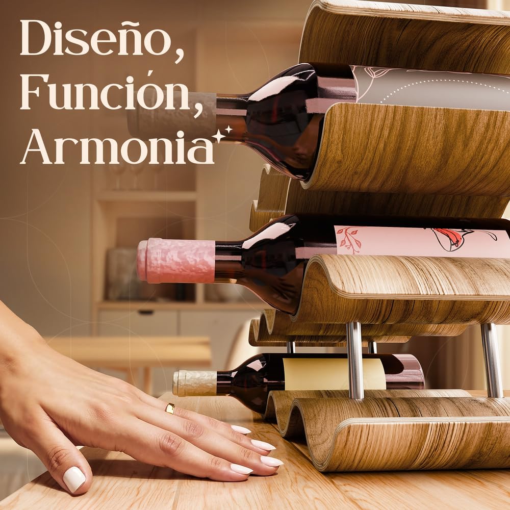 Dreiklang - be smart Botellero de Madera para 14 Botellas | Estable y autoportante, diseño Moderno y Decorativo | Compacto y Ahorra Espacio, pequeño y Estrecho, 4 Niveles (43 × 37 × 15,7 cm) — view 6