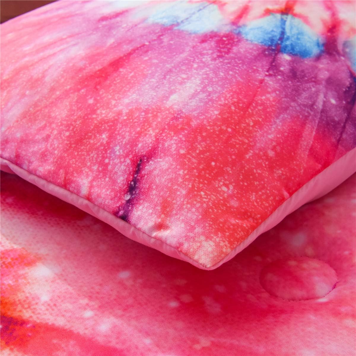 NTBED Boho Tie Dye Printed Comforter Set Queen Multi Colorful Trippy Psychedelic Abstract Bedding Hippie Quilt Bed Sets (Pink, Queen)