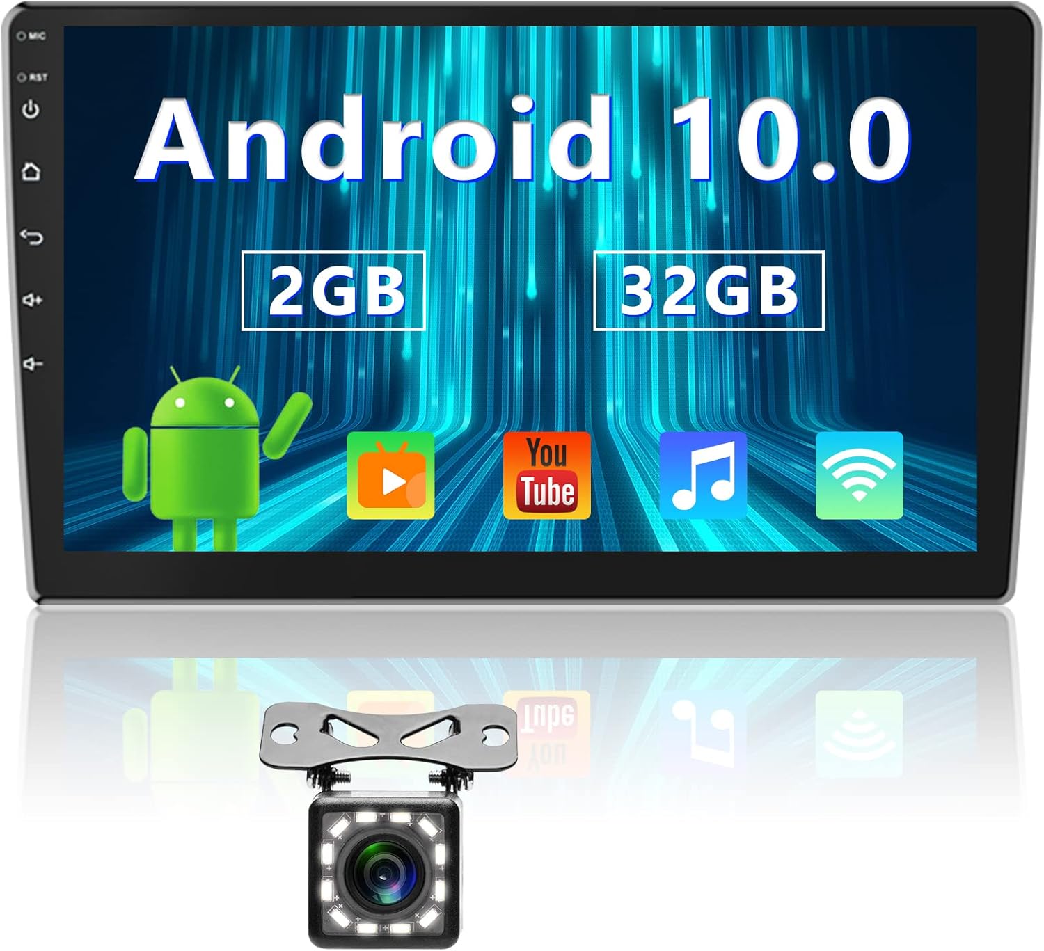 Buy 1 get 1 Podofo Double Din Car Stereo Car GPS Navigation Android Head Unit in Dash 2G RAM+32G ROM 9 Inch 2.5D Tempered Glass Support Bluetooth,WiFi,USB Mirror Link, FM Radio with Rear View Camera