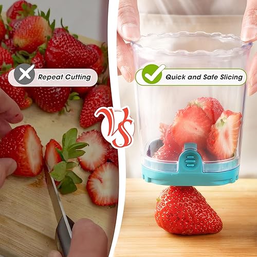 Miniatura 5 de Cortador y picador de frutas - Cortador de tazas para fresa, uva, plátano, champiñones, utensilios de cocina para frutas y verduras, herramienta