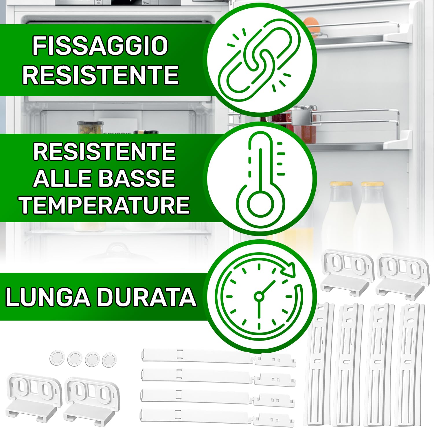 Kit Guide Per Porta Frigorifero E Congelatore C00312150 – Set Da 4 Pezzi Bianco