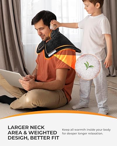 Miniatura 3 de CooCoCo Almohadilla térmica de cuello para aliviar el dolor, almohadilla térmica para cuello, hombros y espalda, calentador de cuello elegible para