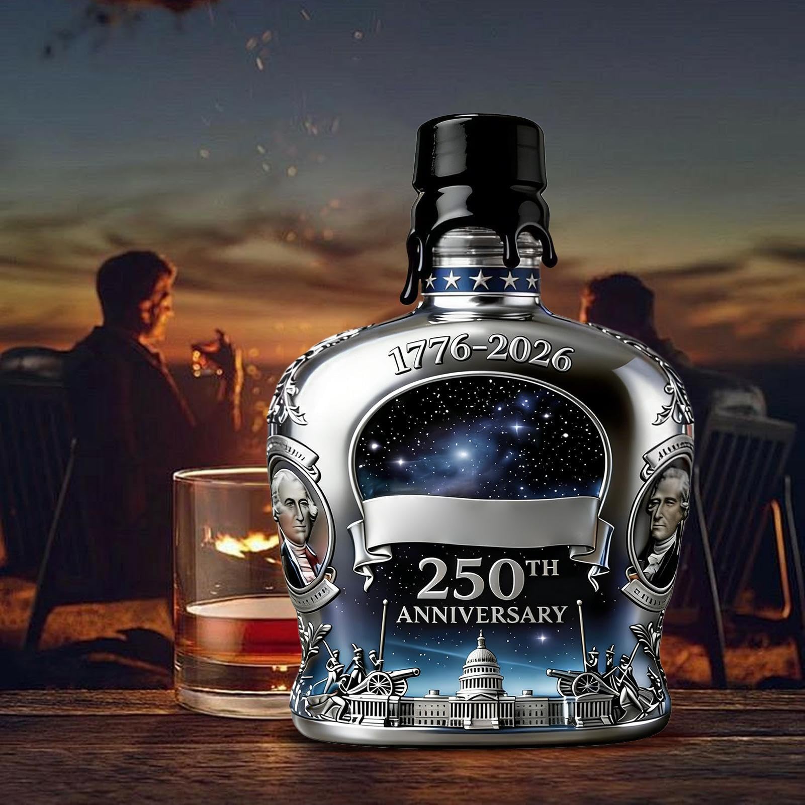 350ml Whiskey Bottle, 250th Ceremony Whiskey Container, Collectible Limited Edition Bourbon Display for Bartenders Collectors Home Bar Party Restaurants Hotels Clubs Shelves Dining Room