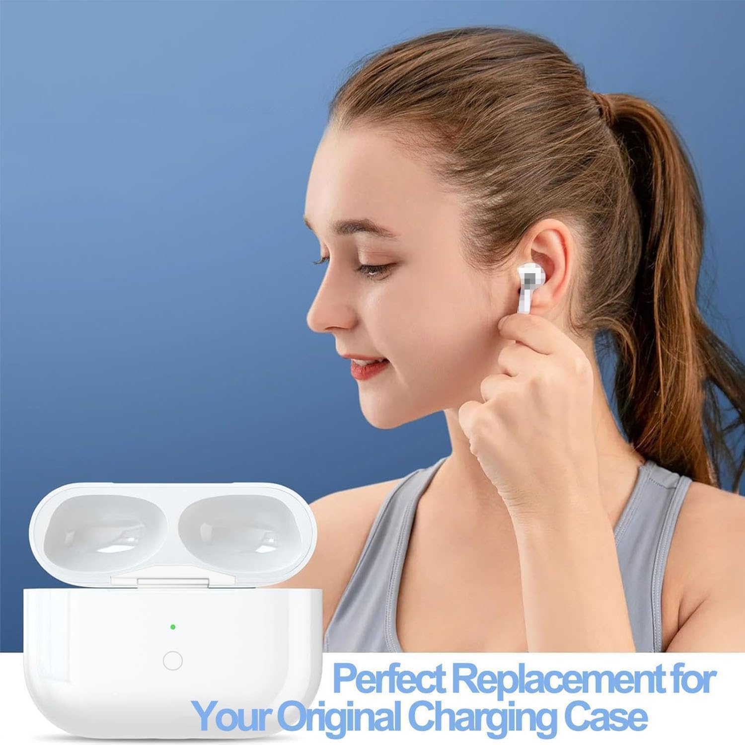 USB-C - Custodia di ricarica wireless compatibile con AirPod 3(2021), custodia di ricarica wireless di tipo C con pulsante di accoppiamento Bluetooth e batteria integrata