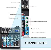 Vista 4 de Depusheng HT4 Bluetooth compatible con Bluetooth - Consola digital profesional para DJ con mezclador USB de 4 canales, tableros de mezcla