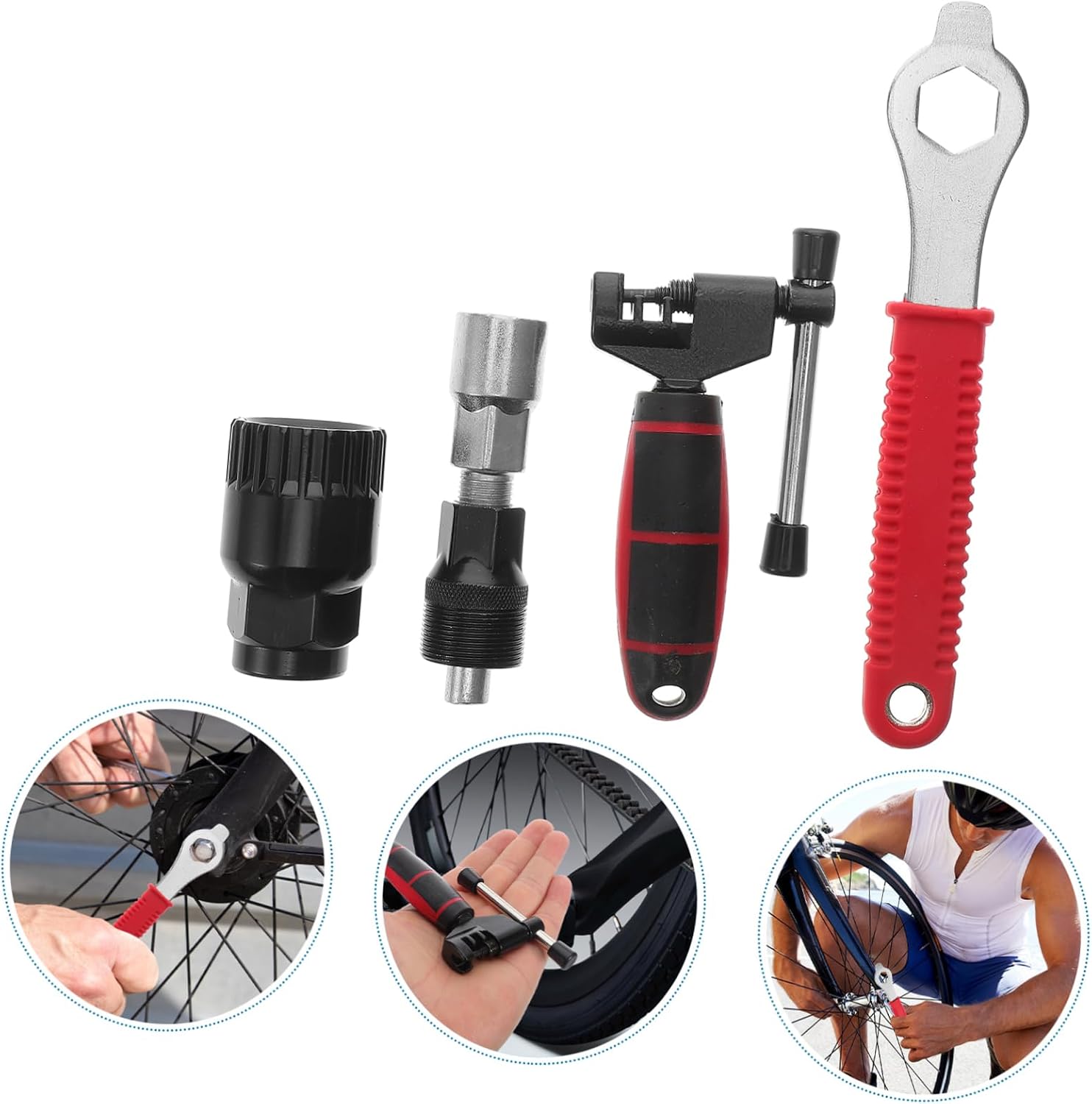 Hemoton Essential Bike Tool Kit 1 Set Bike Wrench Chain Tire Removal Tool Crank Puller for