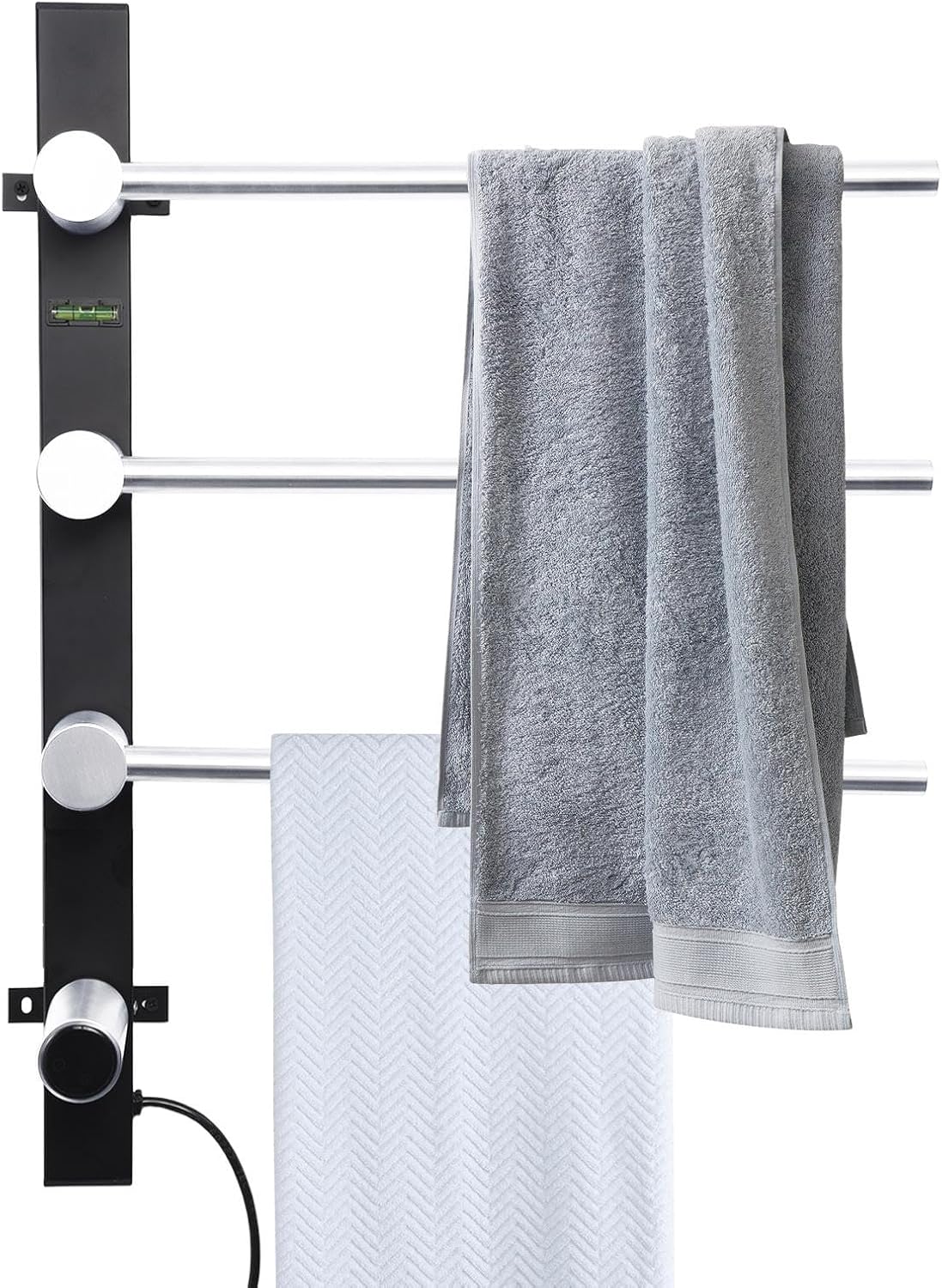 Towel Warmer Rack,Heated Towel Racks for Bathroom,3-Bar Electric Towel Rack with Intelligent Touch Screen Timer, Electric Towel Warmer Rack Hard Wired/Plug-in,Black