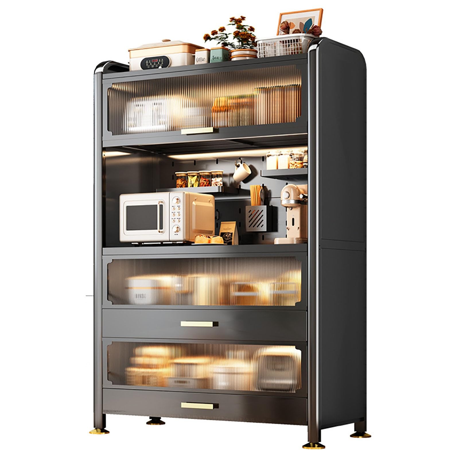 Buffet de cuisine à 5 niveaux pour organiser les épices et casseroles au quotidien