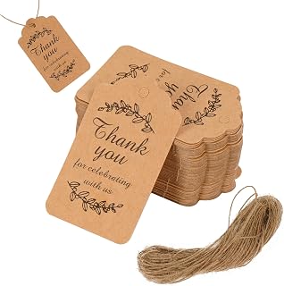 100-Pack Thank You Gift Tags - Thank You for Celebrating with Us Rustic Gift Favor Labels for Wedding, Invitation, Bridal Shower and Party