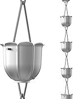 Vista 21 de Rain Chains Direct - Cadena de lluvia de cuencos en cascada - Flujo de lluvia intensa - para caídas de 8-10 pies - De alta resistencia - Tazas