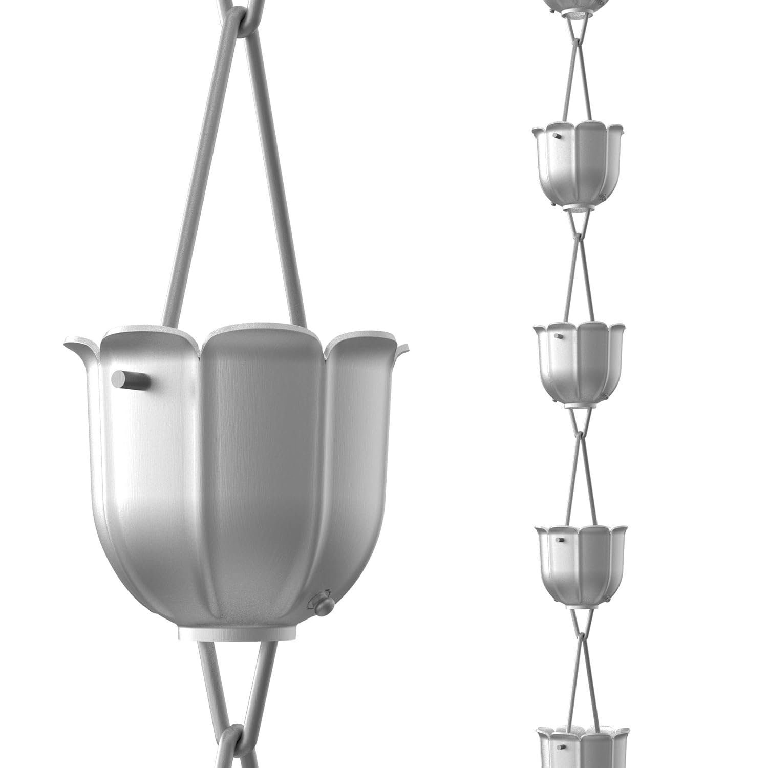 Rain Chains Direct Flutes Rain Chain, 8.5 Feet Length, Aluminum, Gray, Functional and Decorative