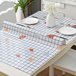 Transparent Table mat Thick Table Cover Stylish Desk mat Tablecloth for 2 4 6 People Multi-Purpose (Color 7 85 * 135cm)