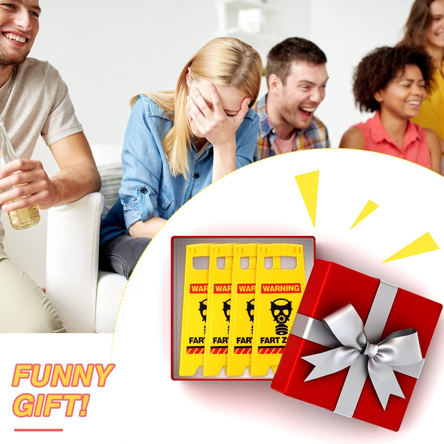 4 Pcs Christmas Gag Gifts Poop in Progress Novelty Toilet Humor Warning Sign Toilet Occupied Funny Caution Sign Hilarious Secret Santa Gift for Bathroom Poop for White Elephant Xmas