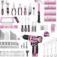 Vista 3 de Pink Tool Kit Box Drill Set：DEKOPRO Home Mechanic Toolbox with 12V Power Cordless Drill Hand Repair Tools Sets Combo Kits Storage Organizer Drawer