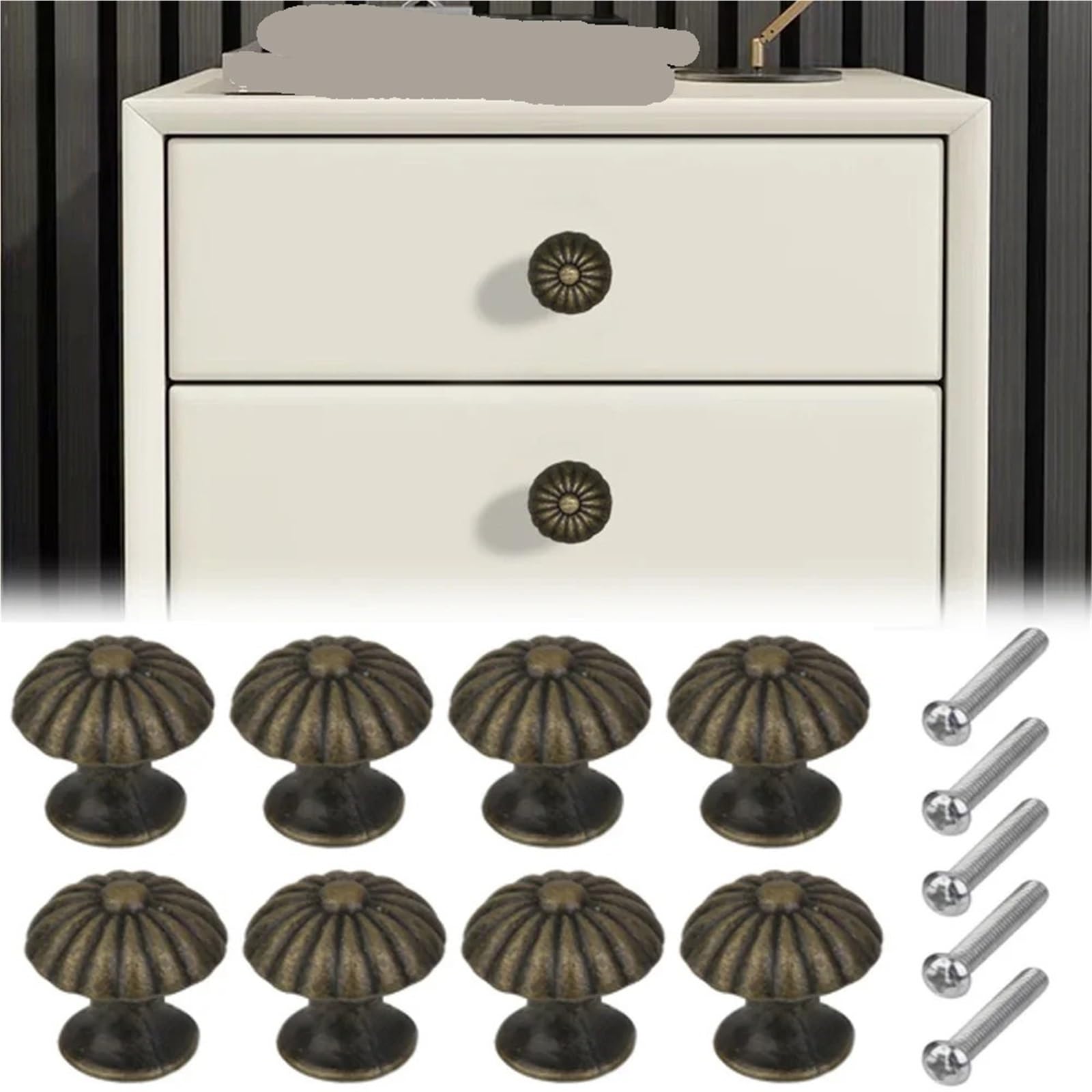 Diyouke 8Pcs Vintage Wooden Drawer Pull Handles - Retro Cabinet Knobs for Wardrobe, Dresser, and Jewelry Box