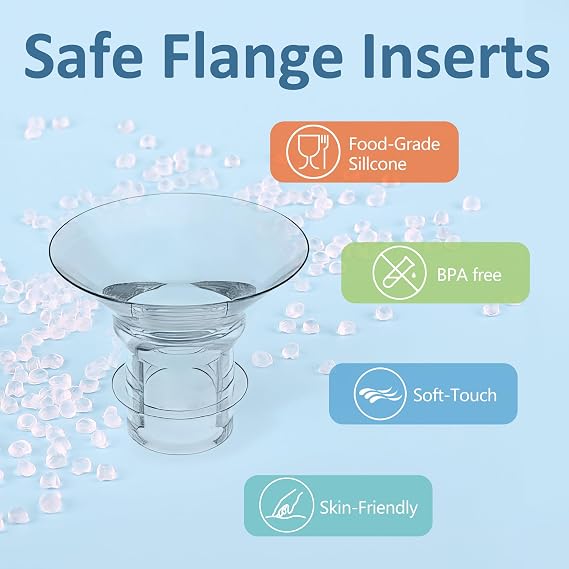 Flange Size Kit, 10 Pcs Milking Pump Flange Insert 13/15/17/19/21mm Nipple Measuring Ruler with Cleaning Brush Silicone Flange Sizer Measuring Tool For Most 24mm Pumps Breastfeeding Essentials
