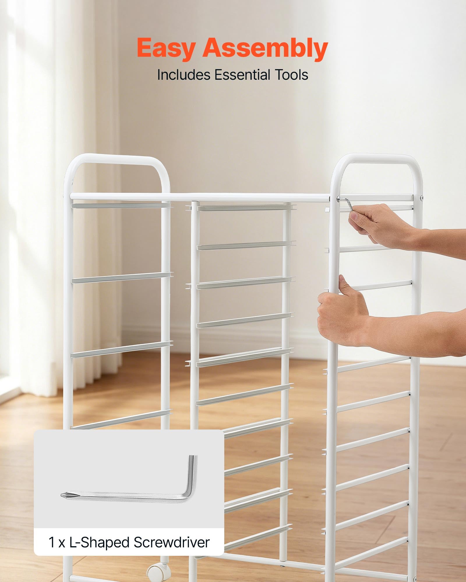 VEVOR Carrello Multiuso con Cassetti, Organizer a Doppia Fila con 15Cassetti, Carrello Portaoggetti, Telaio in Acciaio Verniciato, Ruote Girevoli a 360° con 2 Freni, per Ufficio, Garage, Rosso Sfumato