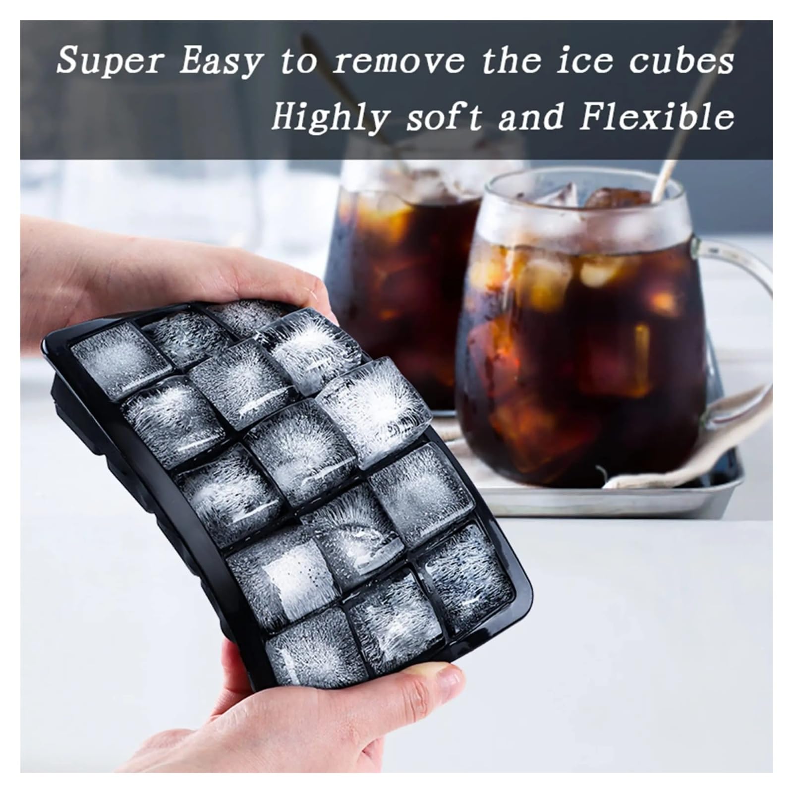 Bandejas for cubitos de hielo Silicona de calidad alimentaria(2pcs-Black Green)