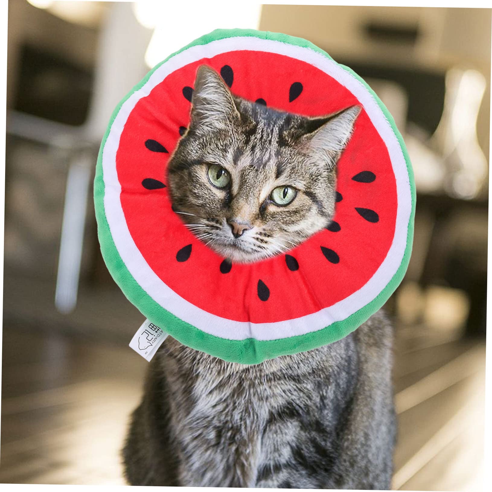 Happyyami 3stücke Pet Cat Schutzkragen Wassermelonen Design Multifunktionaler Halskragen Für Katzen Zur Nach Verletzungen Oder Operationen Langlebiges Polyester Material Kreative Und