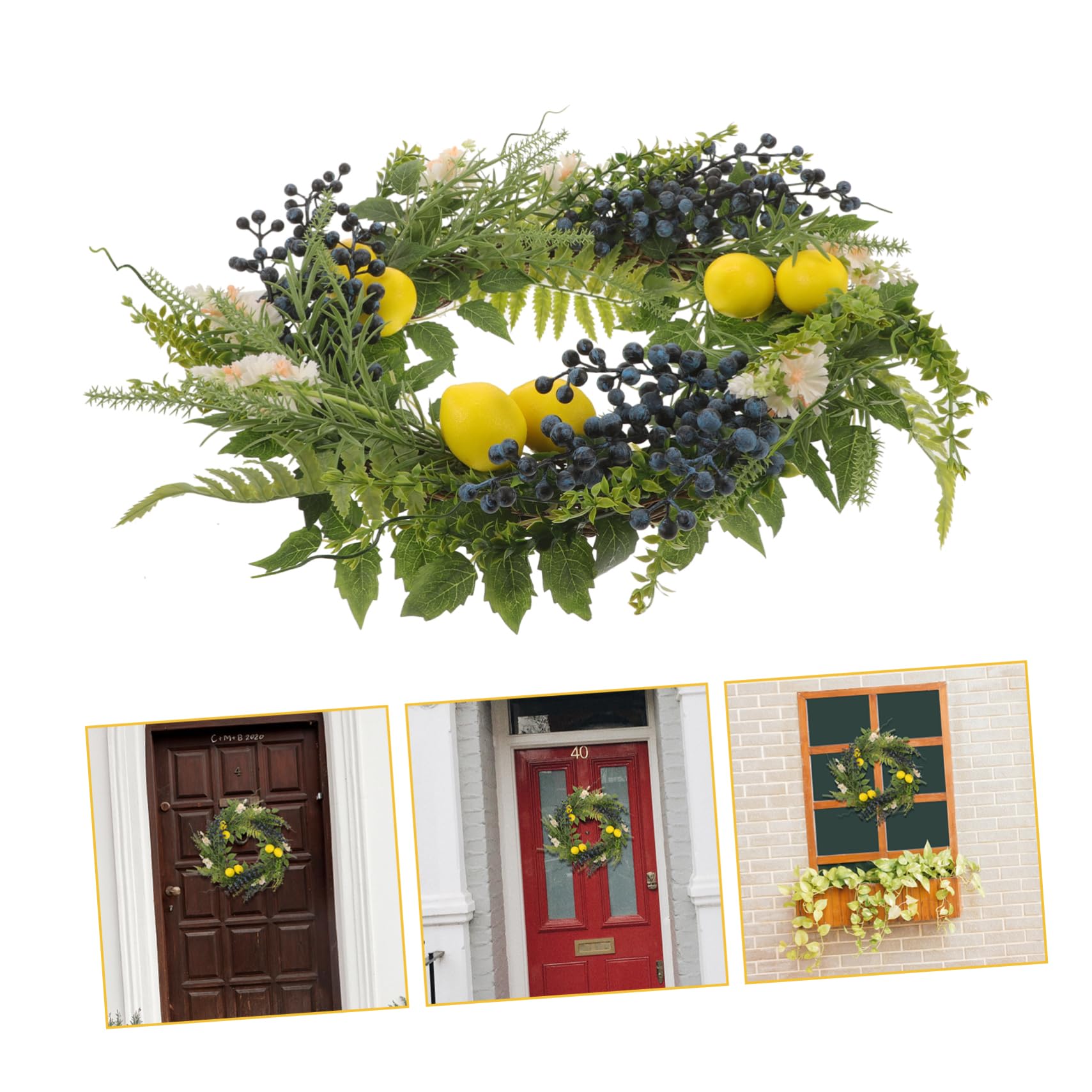 Ghirlanda Artificiale di Fiori e Frutti per Porta d Ingresso Decorazione Primaverile Estiva Finta Ghirlanda Rustica per Interni