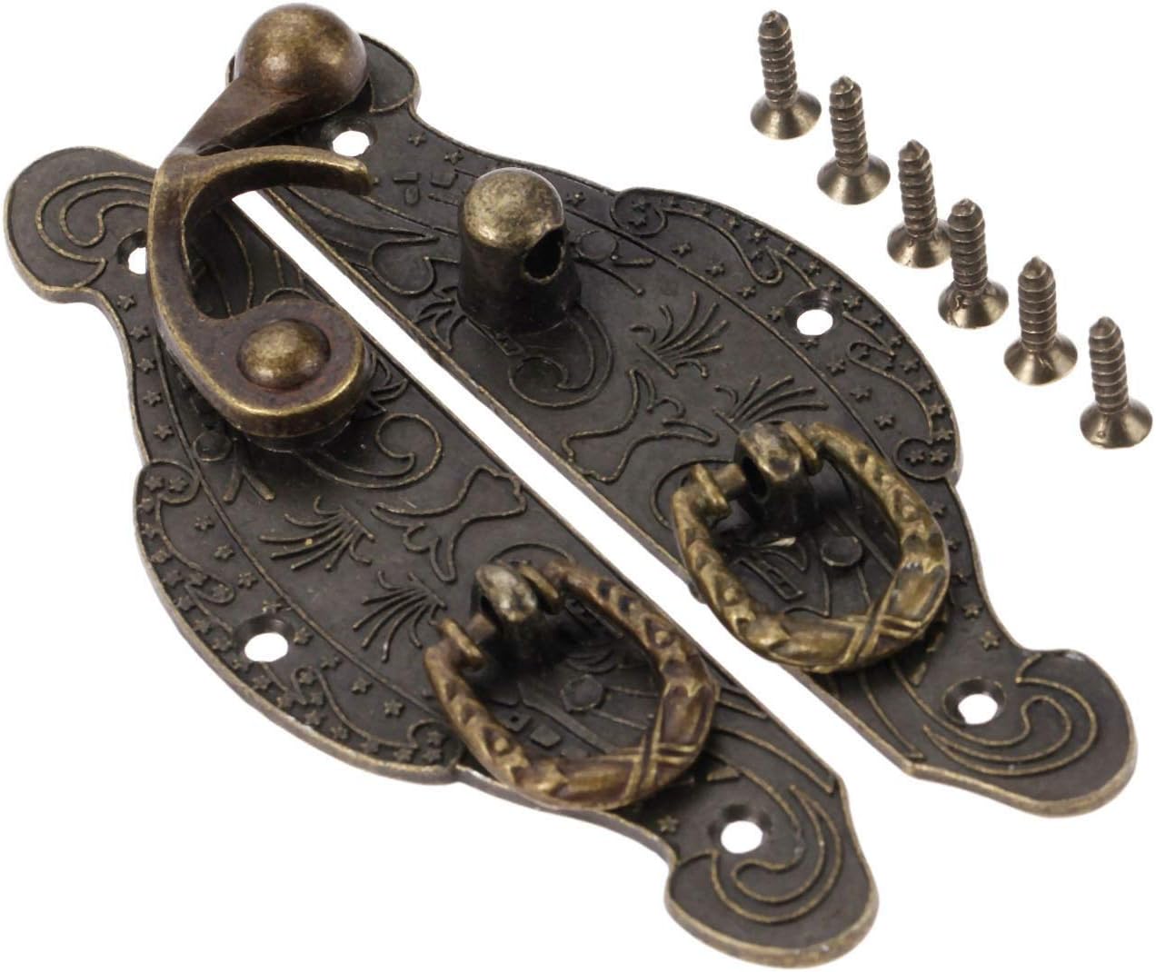Hasp,Antique Box Latch Hasp Vintage Wooden Gift Box Toggle Lock Alloy Buckle Latch Hook Furniture Hardware Zinc Alloy 90 * 50mm