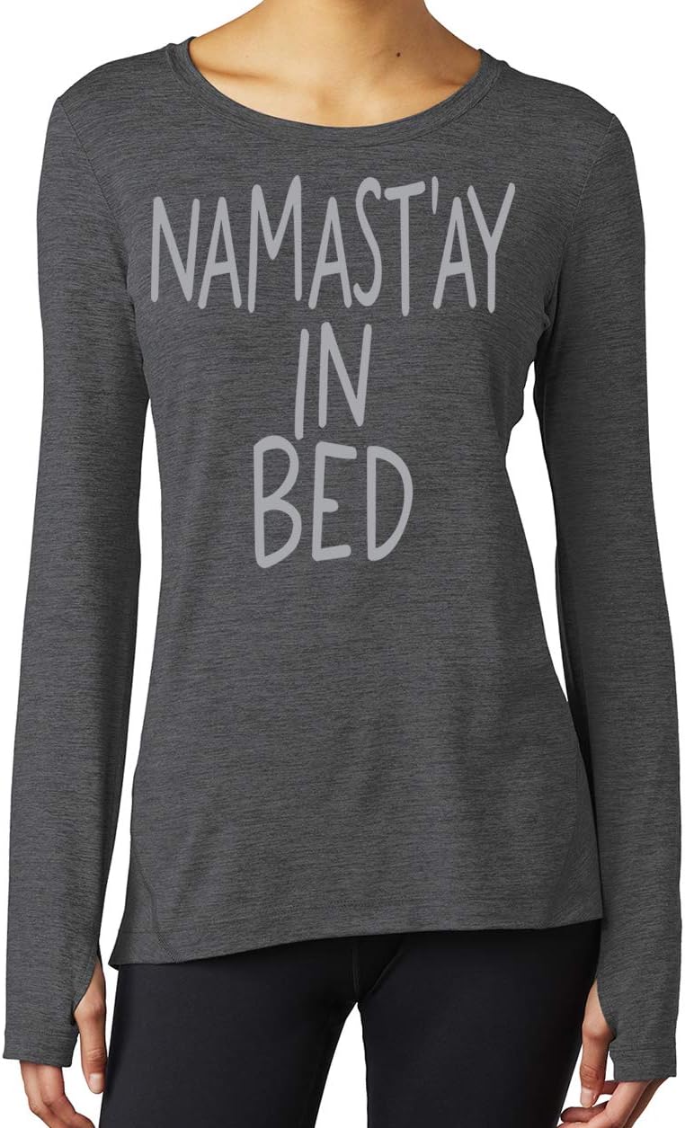 Yoga Clothing For You Womens Namast'ay in Bed Long Sleeve Tee with Thumbholes