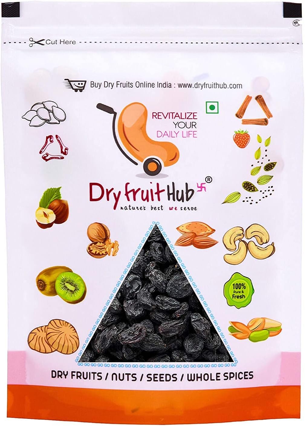 Dry Fruit Hub Black Raisins with Seed 1kg,Seeded Raisin,Afghan Raisin, Kali Kishmish With Seeds Kismis
