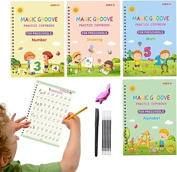 Grooved Handwriting Practice - Kids Writing Copybook, Magic Reusable Workbook, Preschool Learning Book, Writing Tracing Guide | Educational Activity Book for Early Learning, Handwriting Skill