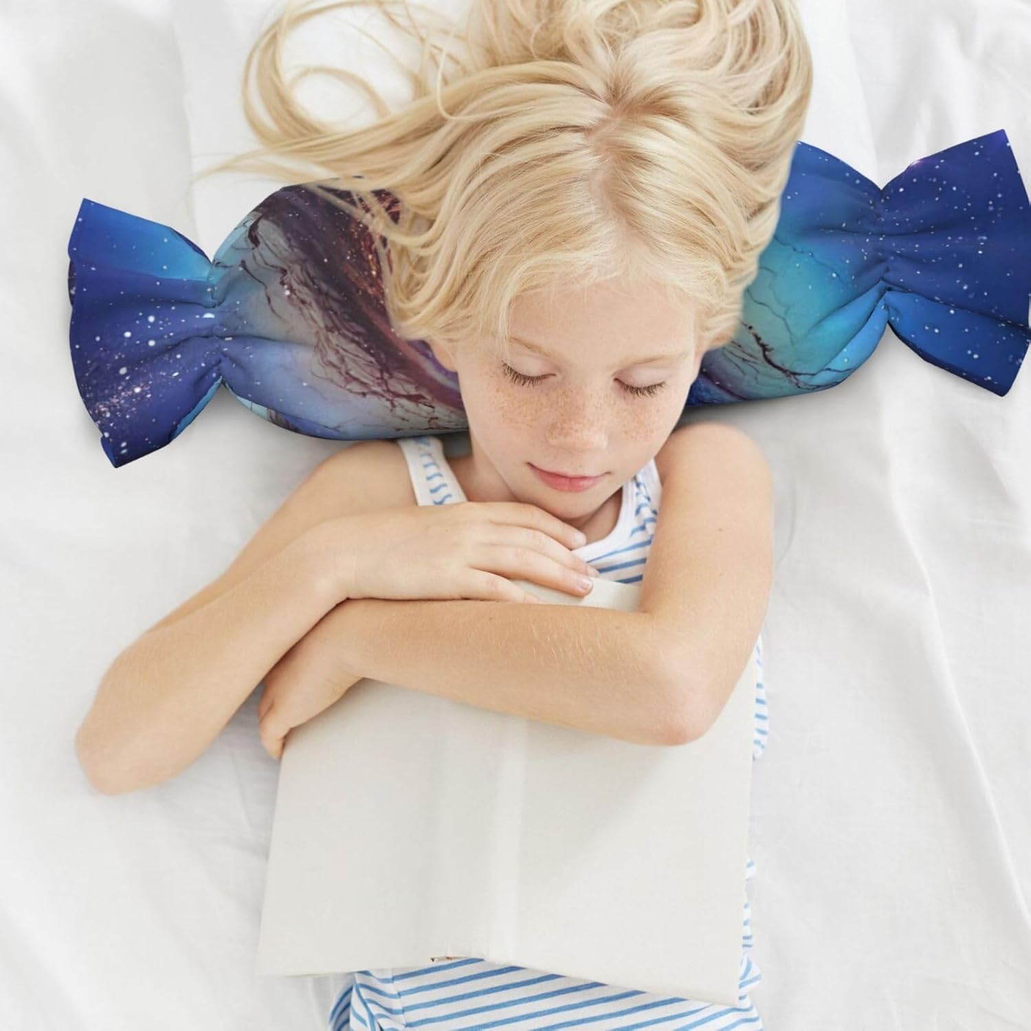 Blue Galaxy Print Candy Cylindrical Comfortable Pillow Throw Pillows Home Decor Easy Maintenance