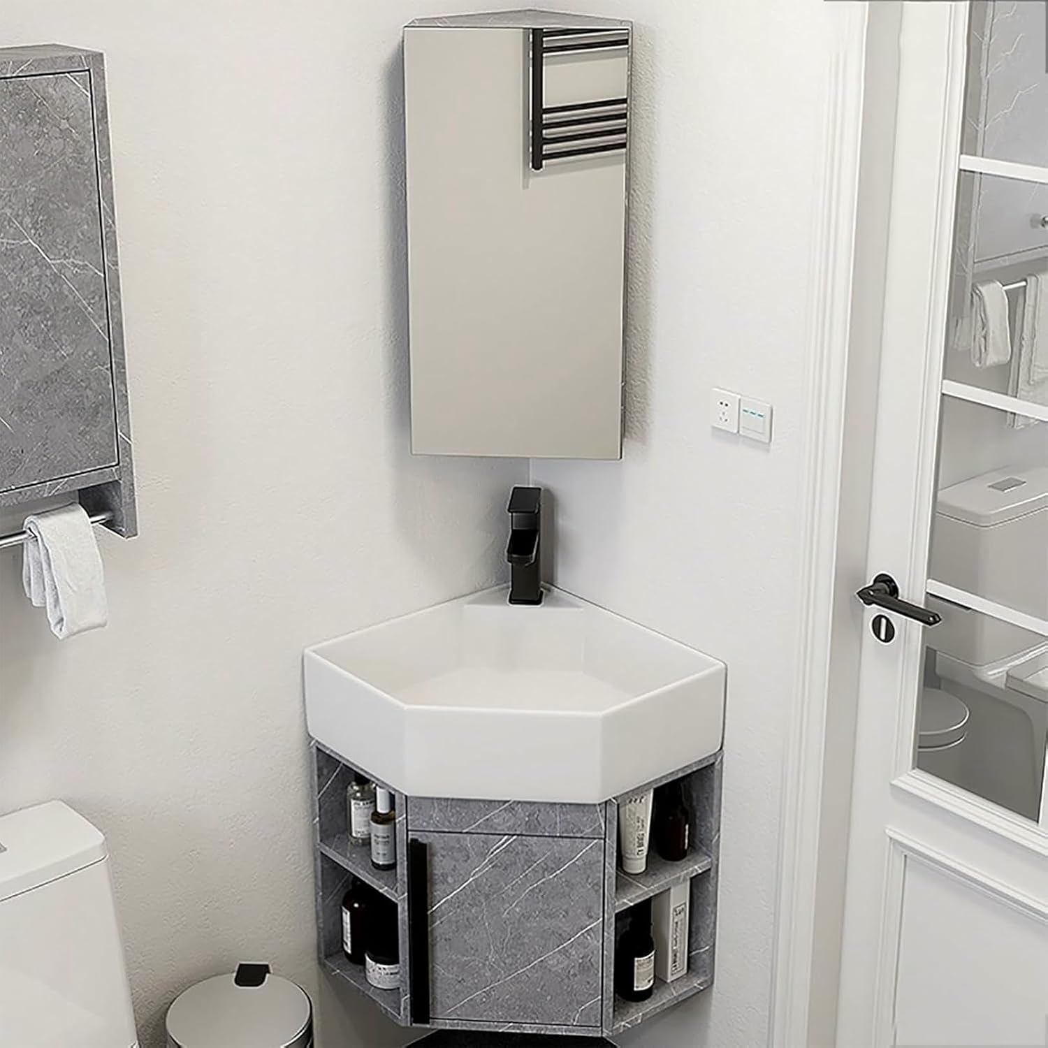 Corner Wall Mount Bathroom Sink Corner Bathroom Sink Corner Ceramic Sink Corner Bathroom Vanity Corner Bathroom Vanity (15.7in/40cm)