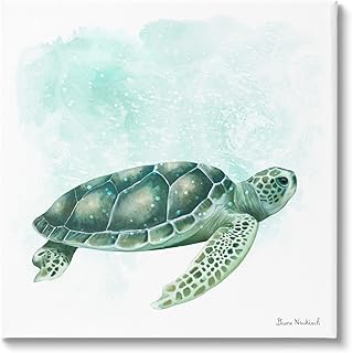 Stupell Industries Speckled Green Sea Turtle Marine Life Painting, Design by Diane Neukirch