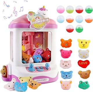 Greifautomat für Kinder, Süßigkeiten Greifautomat mit 10 Kuscheltieren und 10 Kapseln, Arcade-Spiel Einstellbarem Musik, Candy Grabber Greifer Spielautomat, Geschenke für Kinder ab 3 Jahren(Einhorn)