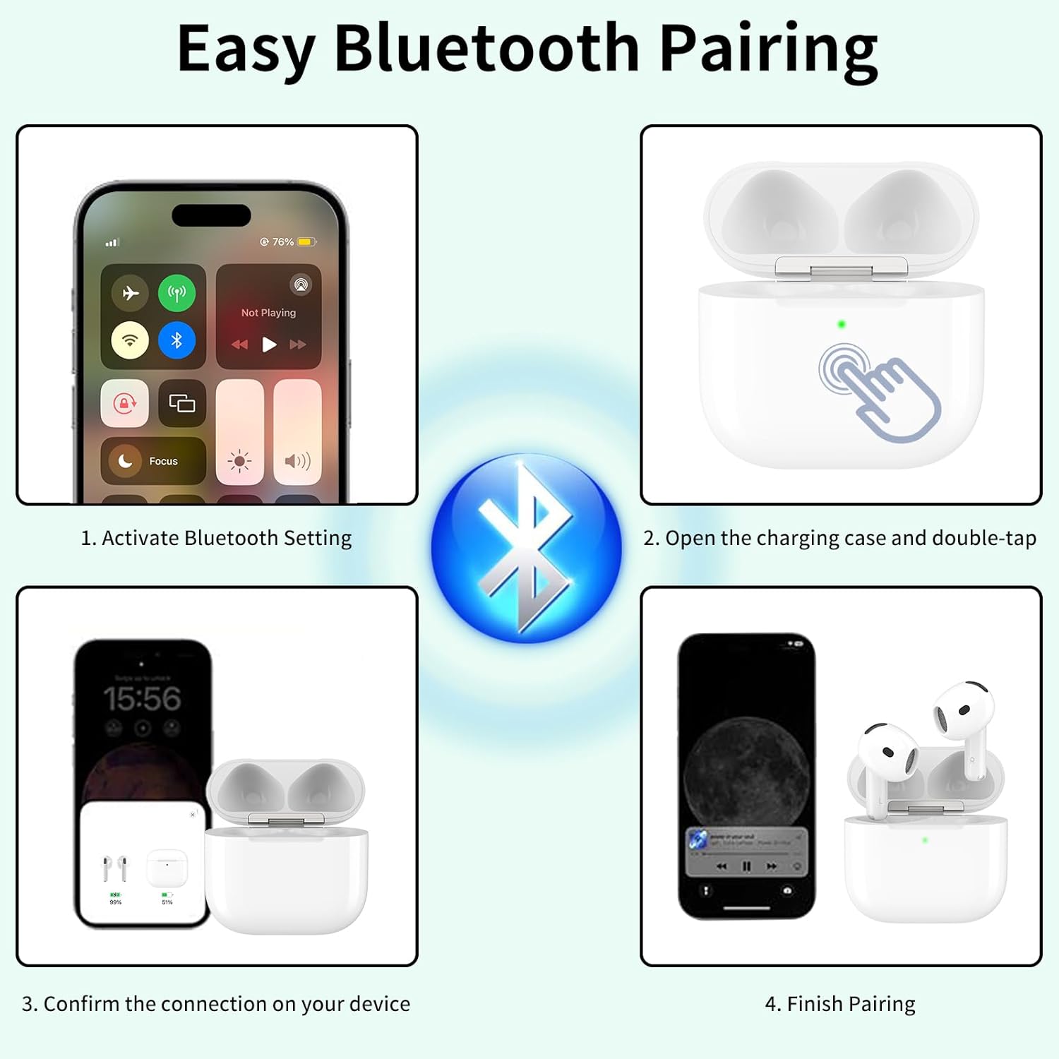 Wireless Charging Case Compatible with AirPods 4th Generation, USB-C Port Airpods 4 Charging Case Replacement, No Earbuds Included - Image 4