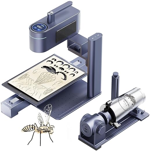 LaserPecker 4 Dual Laser Engraver, Portable 2 in 1 Laser Engraving Machine and Laser Cutter - with Slide Extension + Rotary Extension