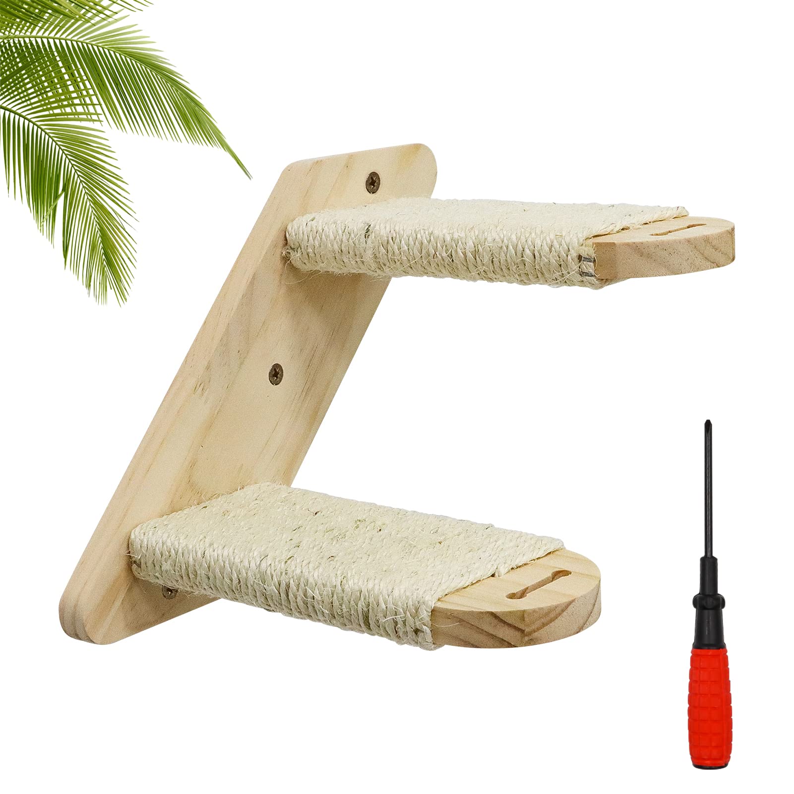 Cat Climbing Wall Mounted, Cat Shelf Two Step Cat Hammock Cat Sisal Scratching Stairway Post Climber with Jute for Cats for Sleep Play Jump & Lounging Cat Furniture (B0B2QTCF68) Amazon Price History, Amazon Price Tracker