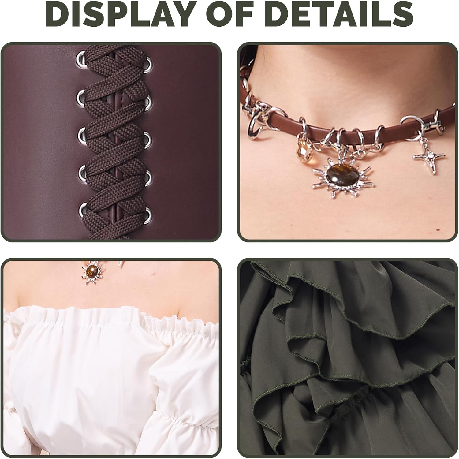 Renaissance Costume for Women Medieval Ren Faire Pirate Shirt Skirt with Corset Waist Belt Halloween Cosplay Costume