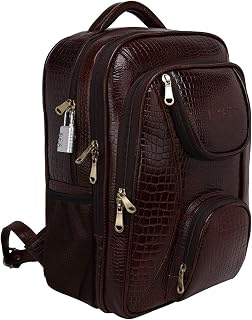 RICHSIGN LEATHER ACCESSORIES Natural Full Grain Leather Laptop Backpack Bags for Men and Women Office Use 15.6 Inch(Dimens... Price In India